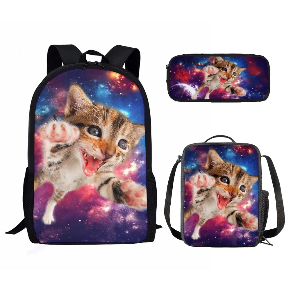 

Black Cat Starry Sky Galaxy Print Kids School Backpack Boys Girls School Large Backpack Women's Backpacks Laptop Bag Bookbags