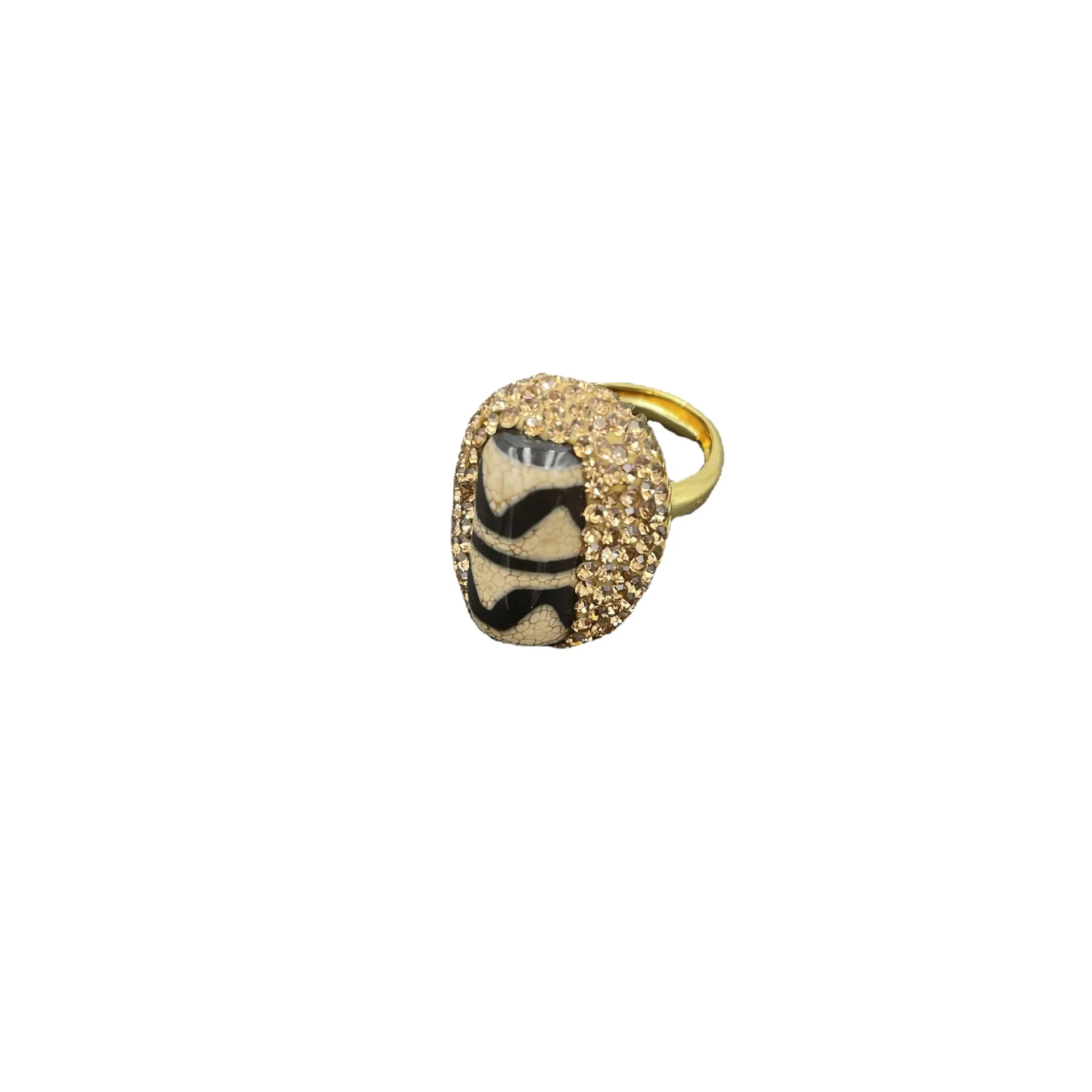 Ethnic style Xizang jewelry dzi bead set personalized inlaid jewelry color retention factory crystal, necklace earrings ring