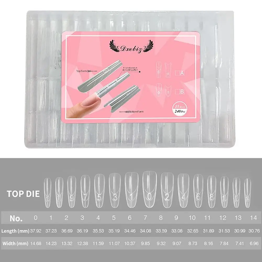 ساندويتش أشكال أظافر مزدوجة 240 قطعة ملحقات جديدة-أشكال مزدوجة نعش اللوز أشكال أظافر مانيكير قالب علوي قالب سفلي #5