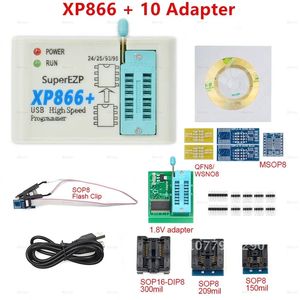 

XP866 USB SPI Programmer + 12 Adapter Support 24 25 93 95 EEPROM Flash Bios for Windows 2000 XP Vista 7 8 10 Competitive Price