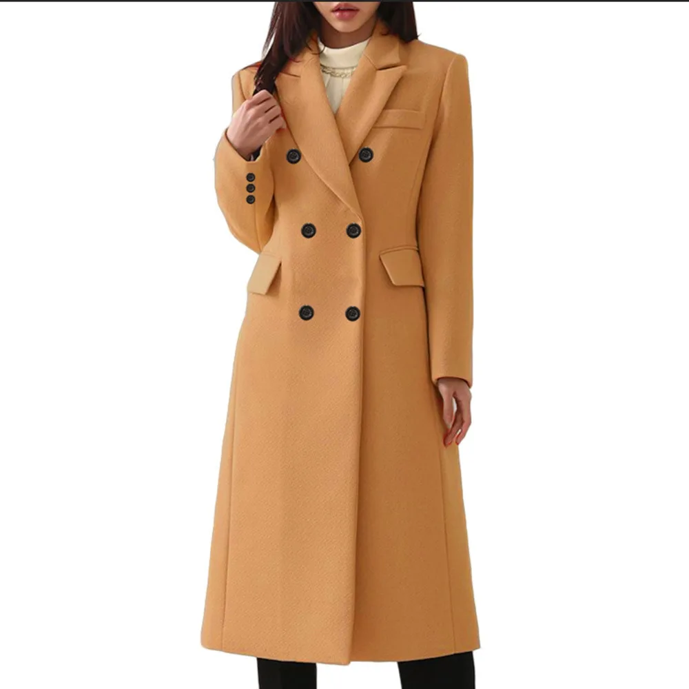 Women's Coat 2024 Autumn Winter Long Size Large Woolen Women's Coat Woolen Coat Seven Colors And Eight Sizes Hair Solid Coat