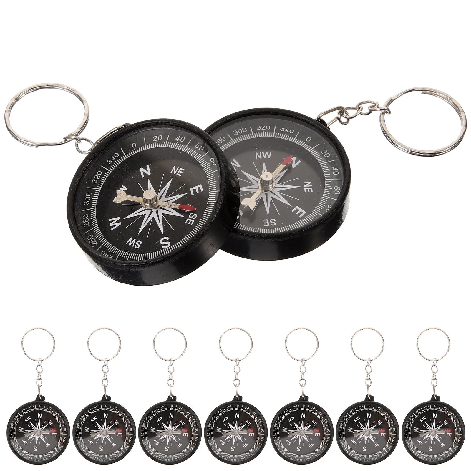 12 Pcs Vintage Compass Keychain Pirate with Ring Bag Pendant Children Gift Bulk