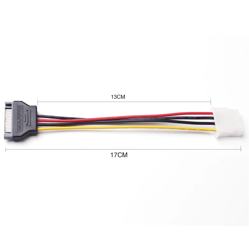 Kabel Daya ekstensi adaptor perempuan 15-Pin Sata jantan ke Molex Ide 4-Pin untuk kabel daya koneksi Drive optik komputer