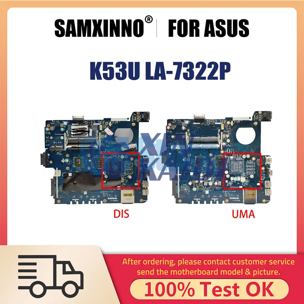 

Notebook Mainboard For ASUS PBL60 LA-7322P K53U X53U X53BY K53BY X53BR Laptop Motherboard C60 E1-1800 E450 CPU 100% Working Well