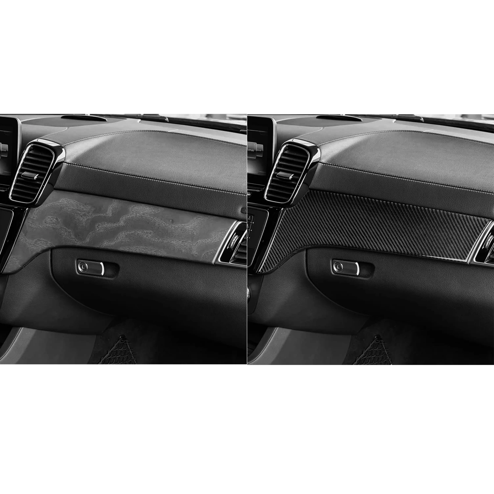 For Mercedes-Benz GLE W166 ML X164 GL Carbon Fiber Co-Pilot Instrument Panel Dashboard Cover Sticker Trim Interior Accessories view 5