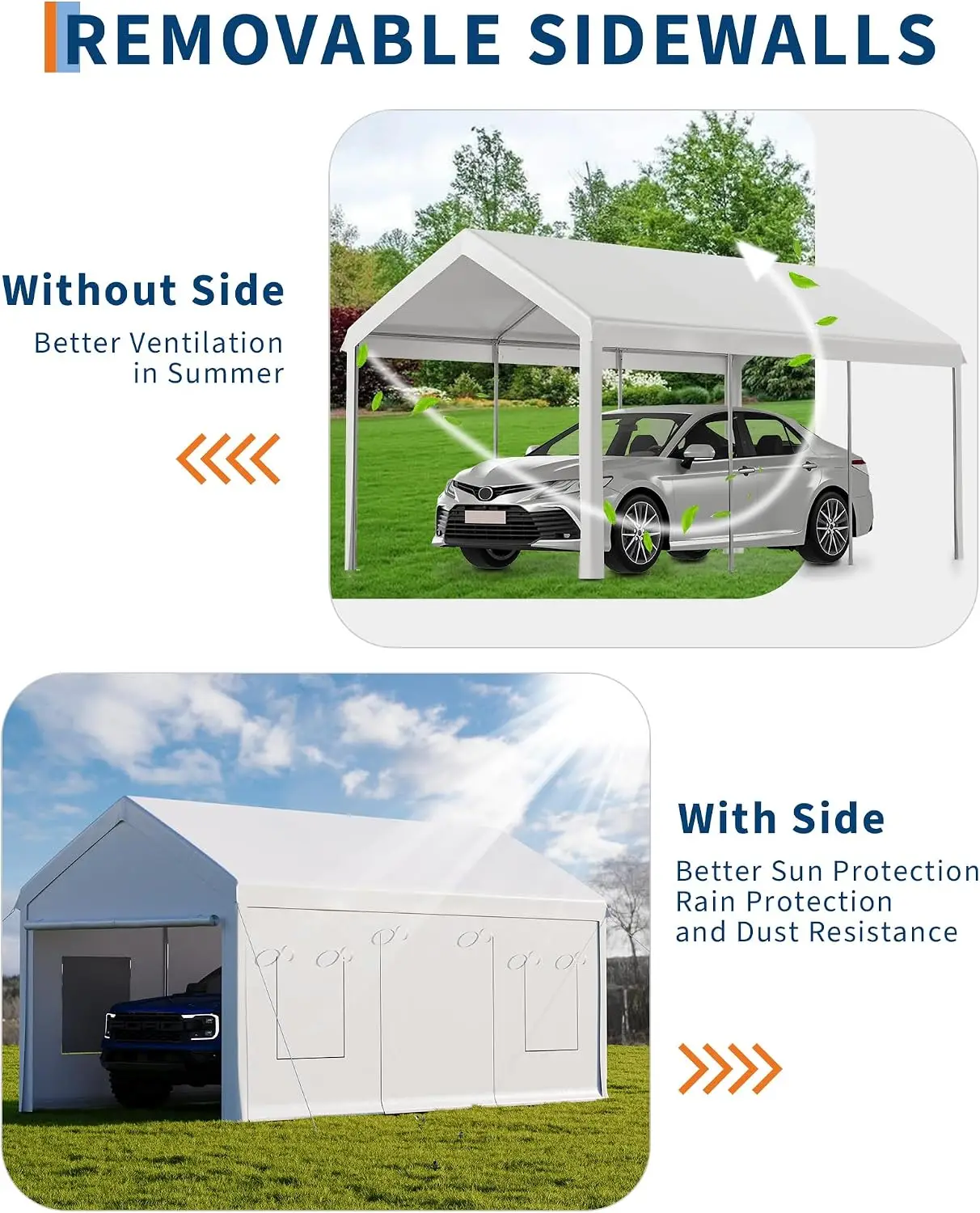 10x20ft Heavy Duty Carport with PE Fabric and Galvanized Steel Frame,Portable Garage with Roll-Up Doors and 4 Windows,Car Canopy
