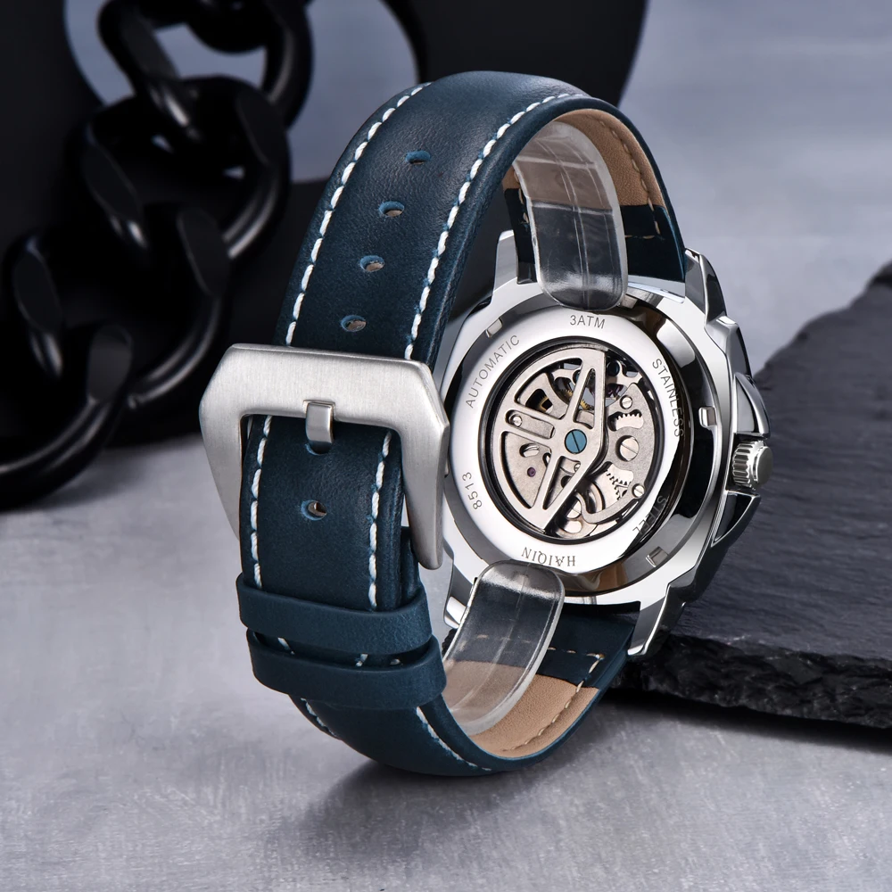 HAIQIN Design 2026 New Tourbillon Skeleton Mechanical Watches For Men Stainless Steel Case Luminous 30m Waterproof Luxury Watch