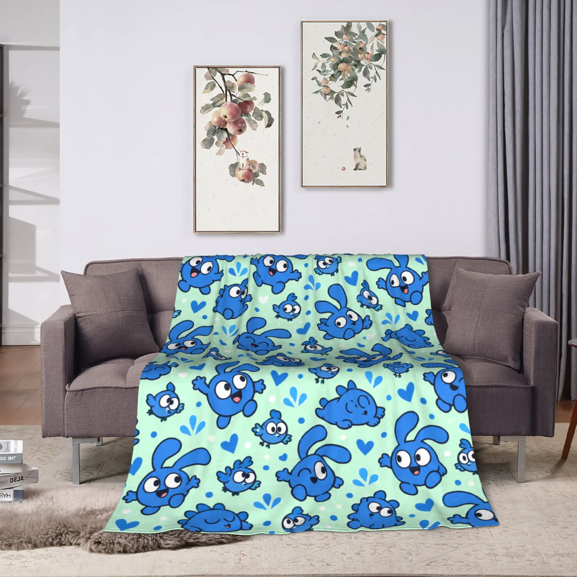 One TPOT pack BFDI Mint Cartoon Print Blanket Quality Warm Soft  Throw Blanket Autumn Children Home Decor Fluffy Bedspread