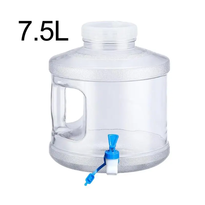 Tanque de agua portátil con caño, tanque de agua seguro para alimentos con tapa de tornillo, grifo adecuado para acampar con asa, 7,5 L