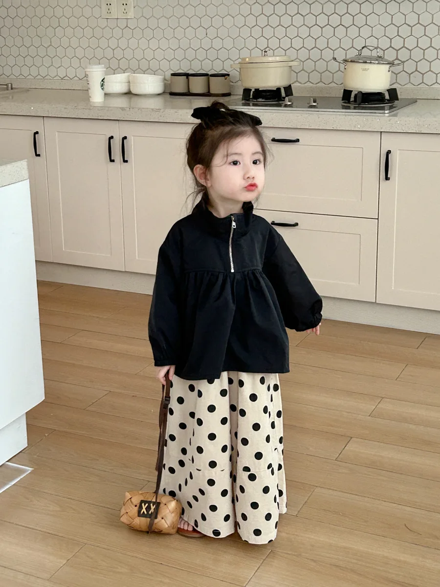 Children's Clothing Children's Pullover Hoodie 2024 Spring Korean Stand Up Collar Top Versatile Casual And Stylish Women's Doll