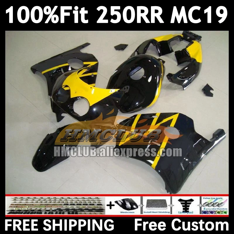 Injection Body For HONDA CBR 250RR 250R 250 RR CC 88 89 96No.28 CBR250 RR MC19 MC 19 CBR250RR 1988 blk yellow 1989 OEM Fairing