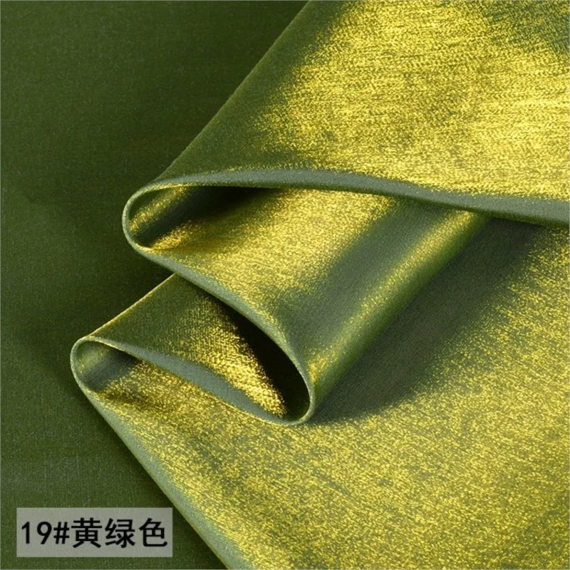 Yellow Green Colored Glaze Silk Satin Magic Color Fabric Shirt Hanfu Flash Streamer