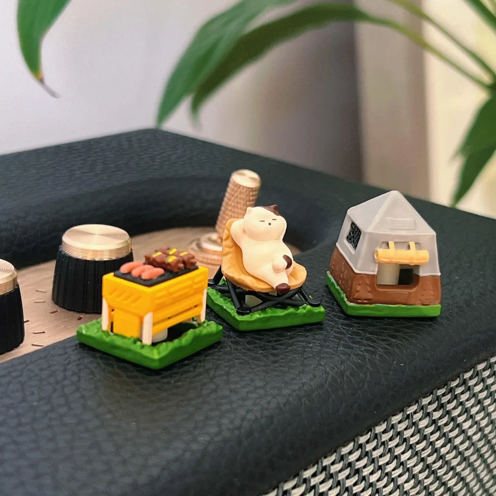 Keycap Resin Cherry ESC 1U 3Keys untuk Keyboard Mekanik, Aksesoris Game, Bertema Camping yang Menyenangkan dan Unik