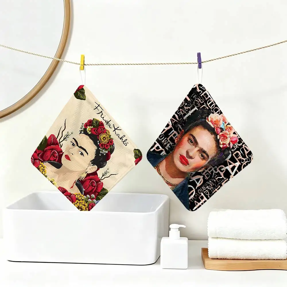 Mexican F-Fridas Various Anime Polyester Cotton Hand Wiping Towel, Anti-shrink Hanging Kitchen Cloth for Household Cleaning