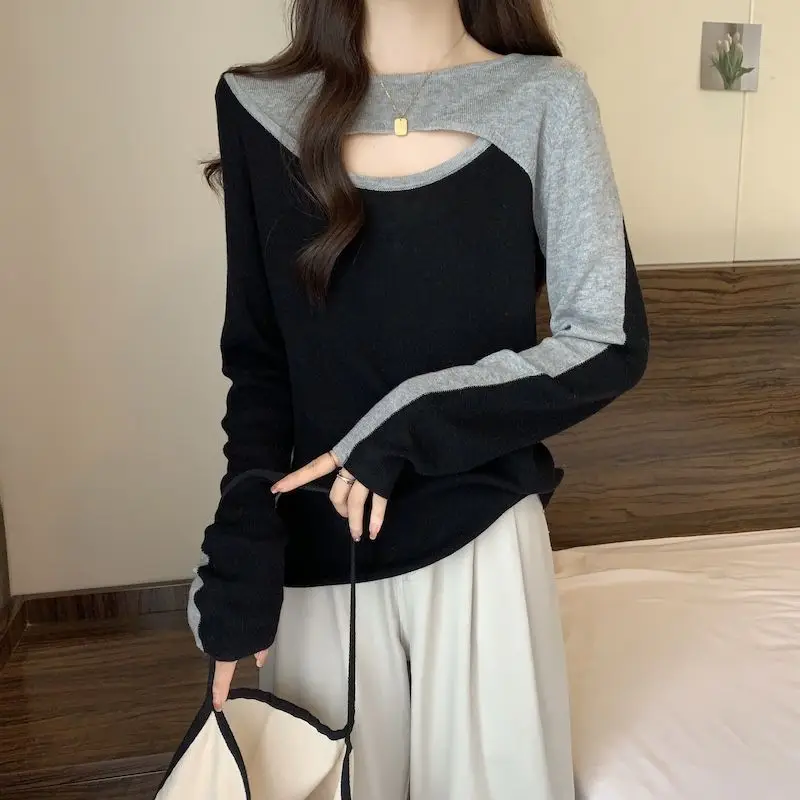 Sweet O-Neck Spliced Korean Hollow Out T-Shirt Female Clothing 2024 Spring Summer New Loose Casual Tops All-match Tee Shirt