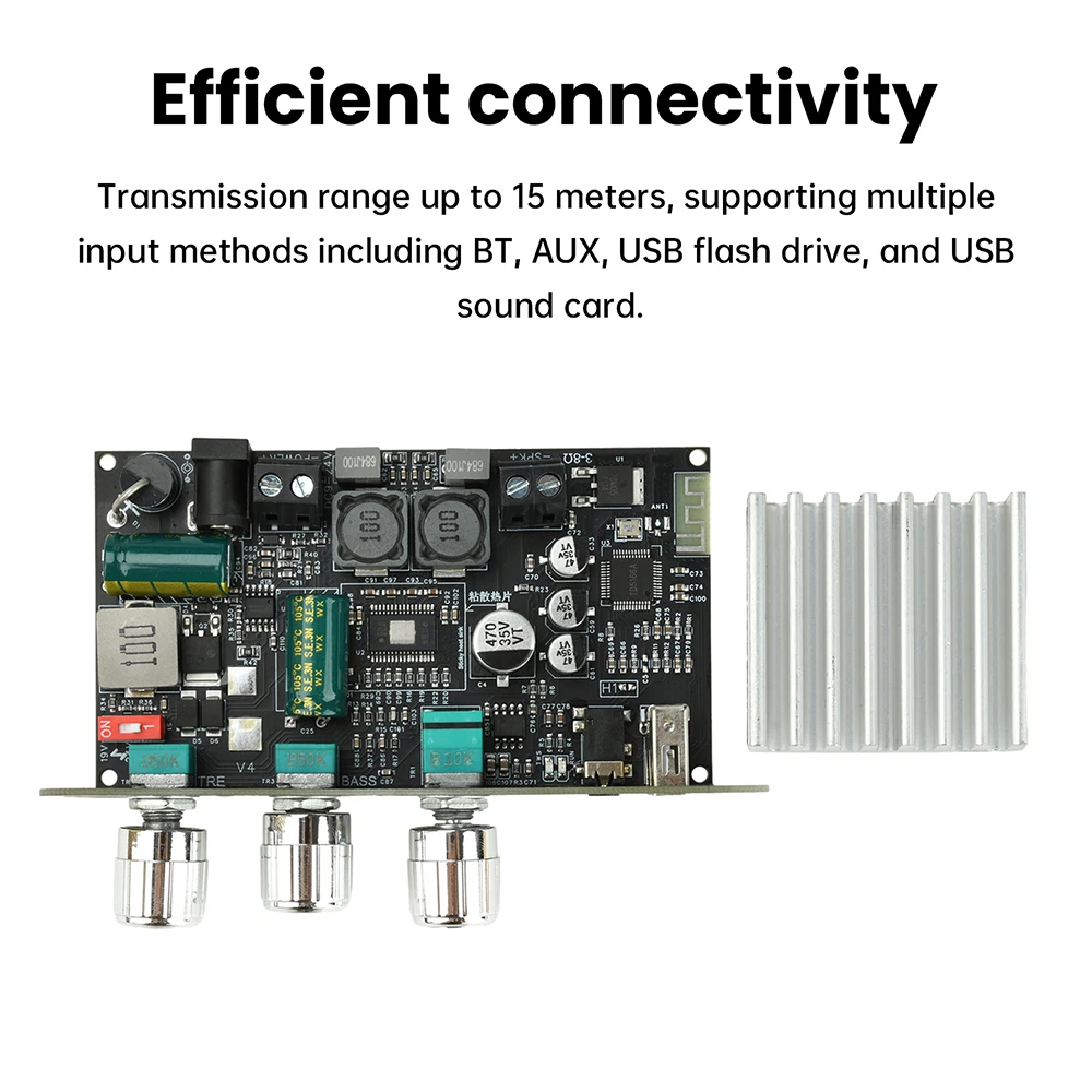 ZK-1001U 100W บลูทูธ 5.3 โมโน TPA3116D2 โมดูลบอร์ดแอมพลิฟายเออร์ รองรับแอป AUX แฟลชไดรฟ์ USB การ์ดเสียง USB DC 9-24V