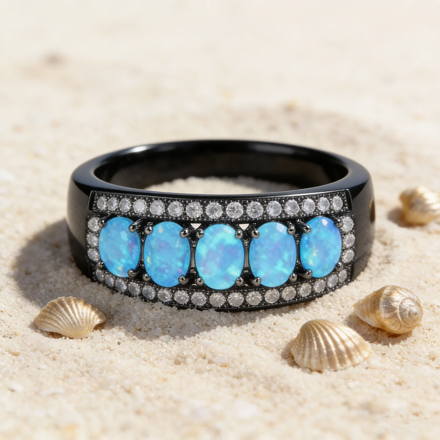 Fashion Jewelry Precious Blue /White Fire Opal Rings for Women Gift Anillos de Lujo Para Muje Anillo de Promesa Couples Gifts