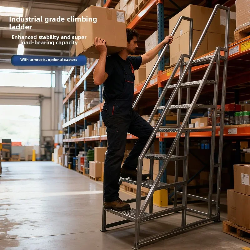 Industrial Step Ladder with Handrails Portable Non Slip Stable Great for Home Shop Garage Use Clearance High Reach Step Ladder
