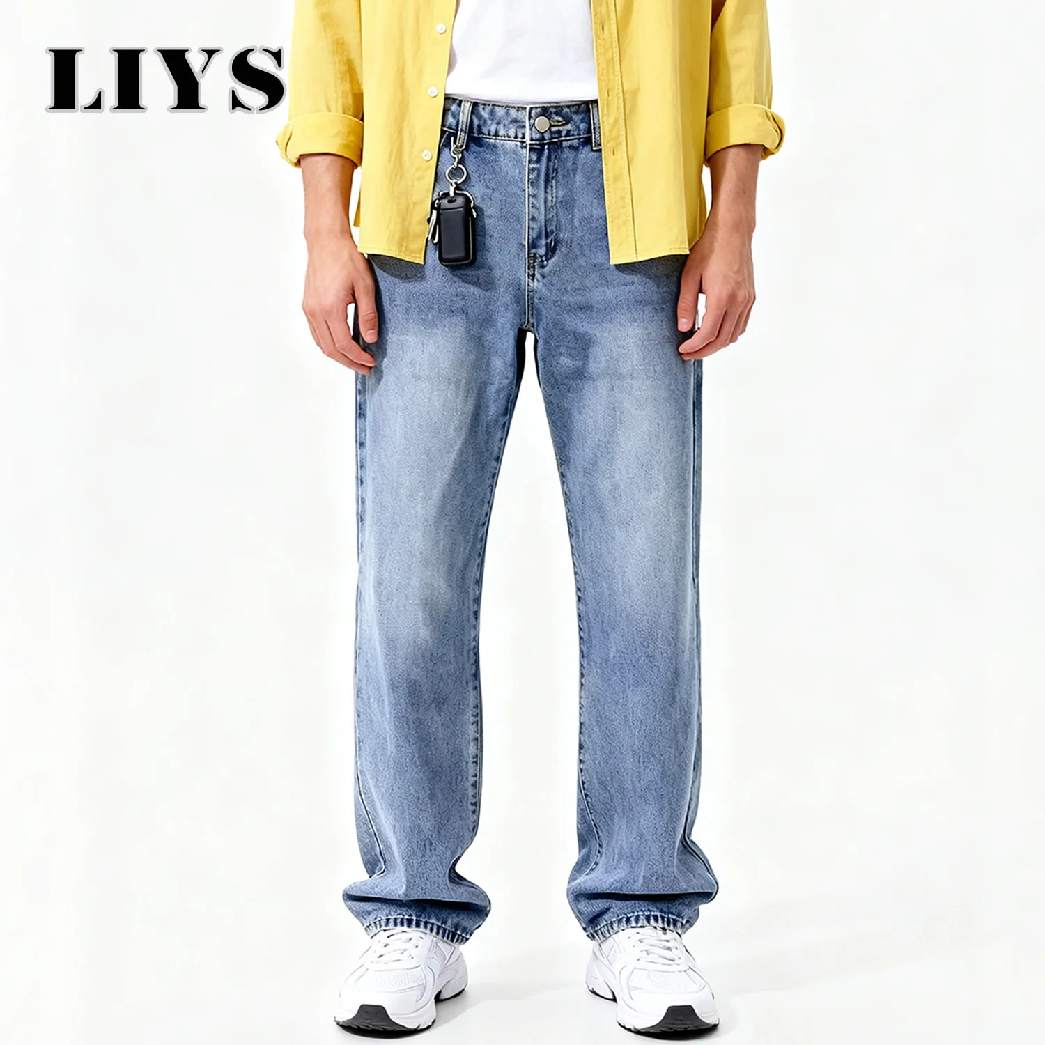 

Мужские мешковатые светло-голубые прямые джинсы в американском стиле ретро Y2K High Street, свободные потертые модные повседневные мягкие джинсы для путешествий унисекс