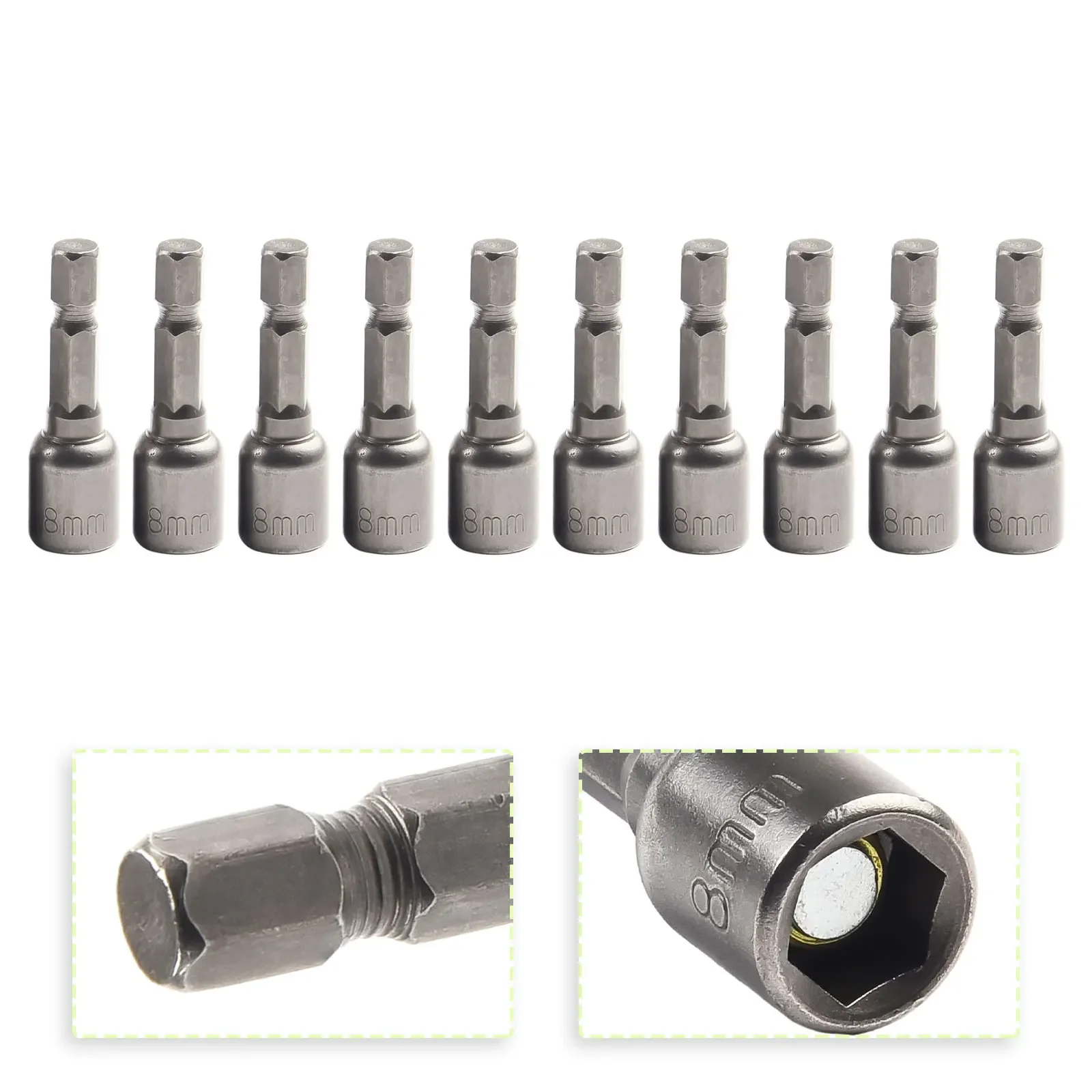 10 Pcs Sockets Magnetic Nut Driver Set 1/4 Hex 8mm Adapter Drill Bit Length 42mm For Hand Tools Repair Tools Accessories