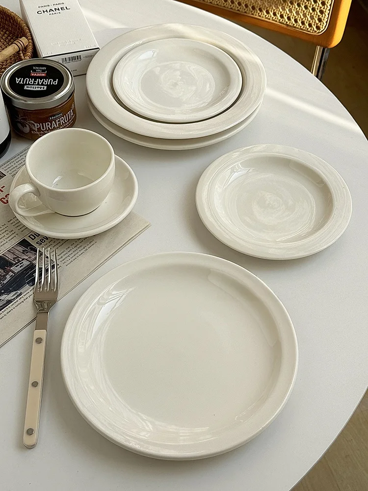 

Anmuli Nordic Minimalist White Ceramic Plate High Temperature Resistant Restaurant Home Use Multi Functional Dishwasher Safe