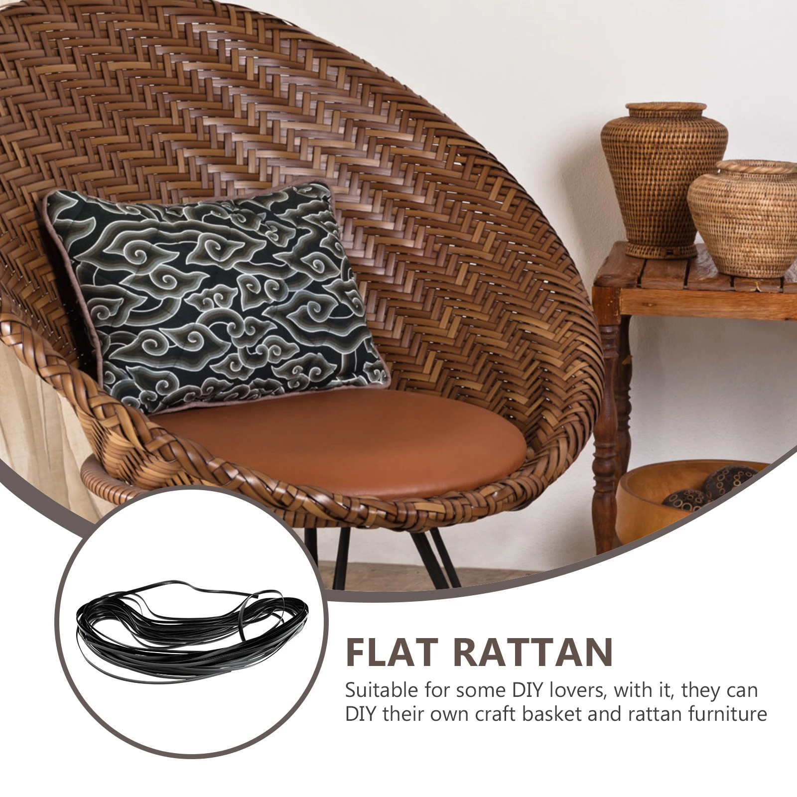 

DIY Rattan Material Furniture Repair Kit Black Chair Maintenance Supplies Wicker Repair Plastic Basket Weaving Craft
