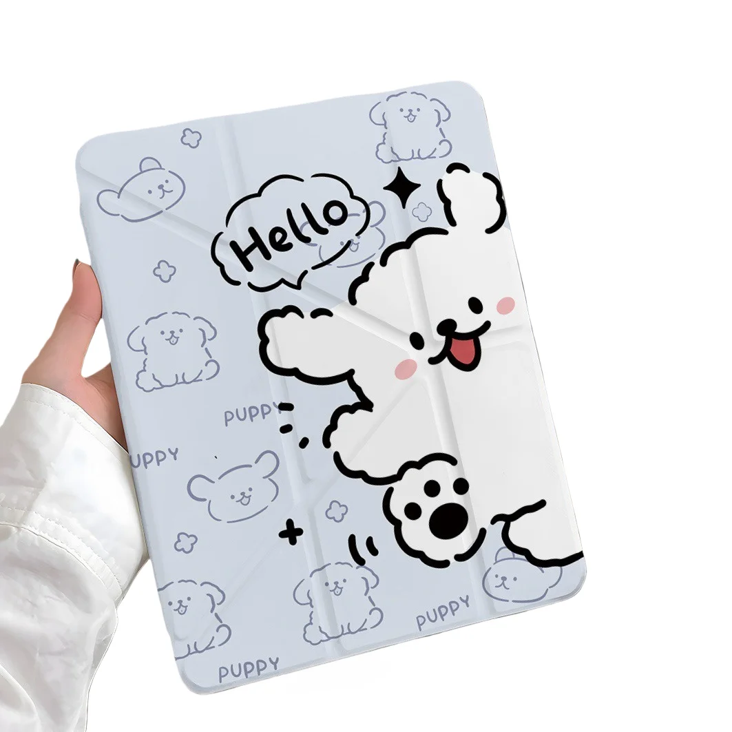 

Happy Puppy Pen Slot Tablet Case For Mini 7 6 iPad Pro 2024 2022 2021 2020 2019 2018 2017 11 10 9 8 7 6 5 Air7 6 5 4 3 2 1 Cover