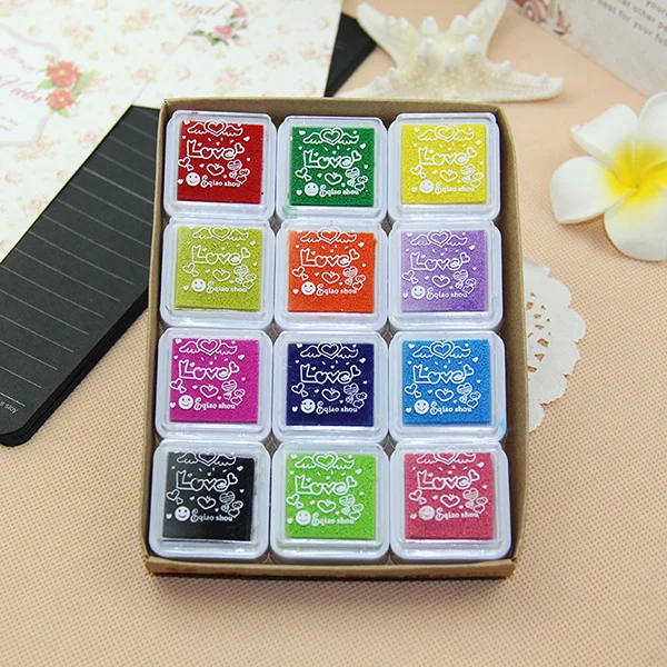 24 Colors Creative Finger Inkpad Set Multi Colour Craft DIY Ink Pad Stamp Pads for Art Projects Ink Pads Fingerprint Pad