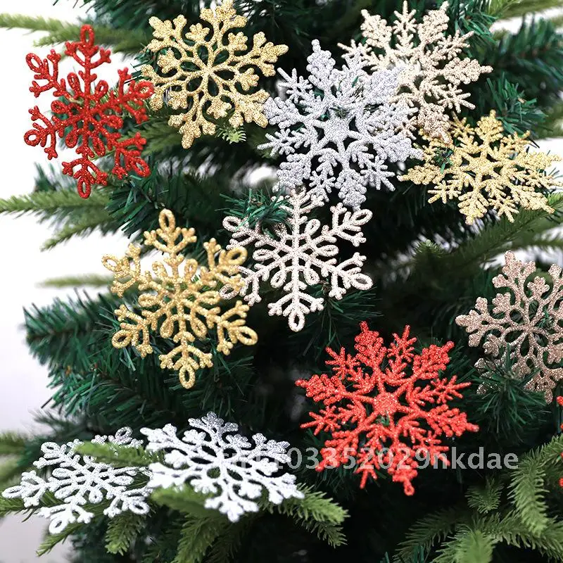 

Christmas shiny powder snowflake 10cm 24PCS suit snowflake Christmas tree decoration gift