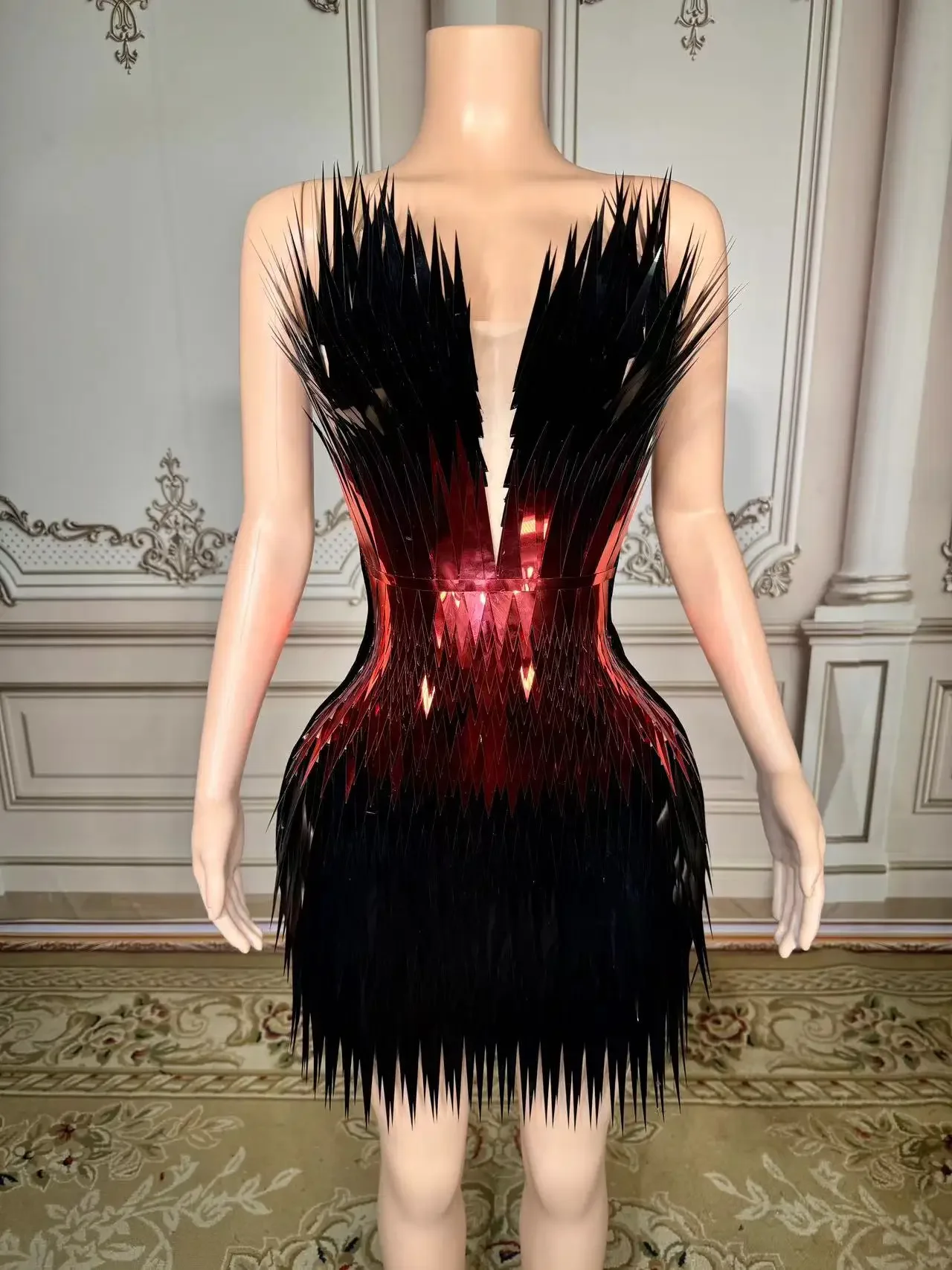 Silver Sequin Deep V Neck Mermaid Sexy Evening Dresses