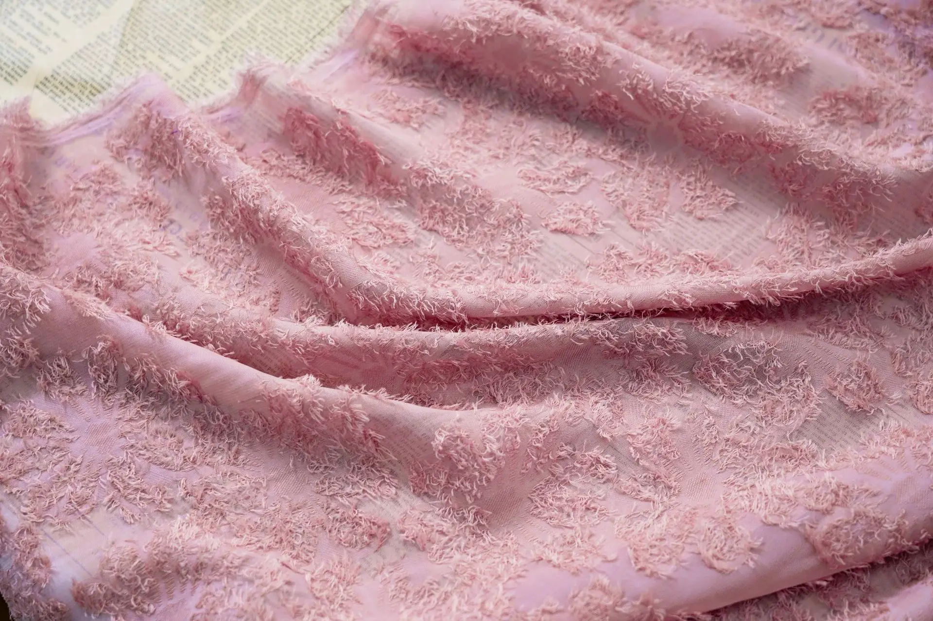 Elegant Chiffon Fabric with New Soft Tassel Design for Wedding and Party Dresses Sewing Cloth By The Meter