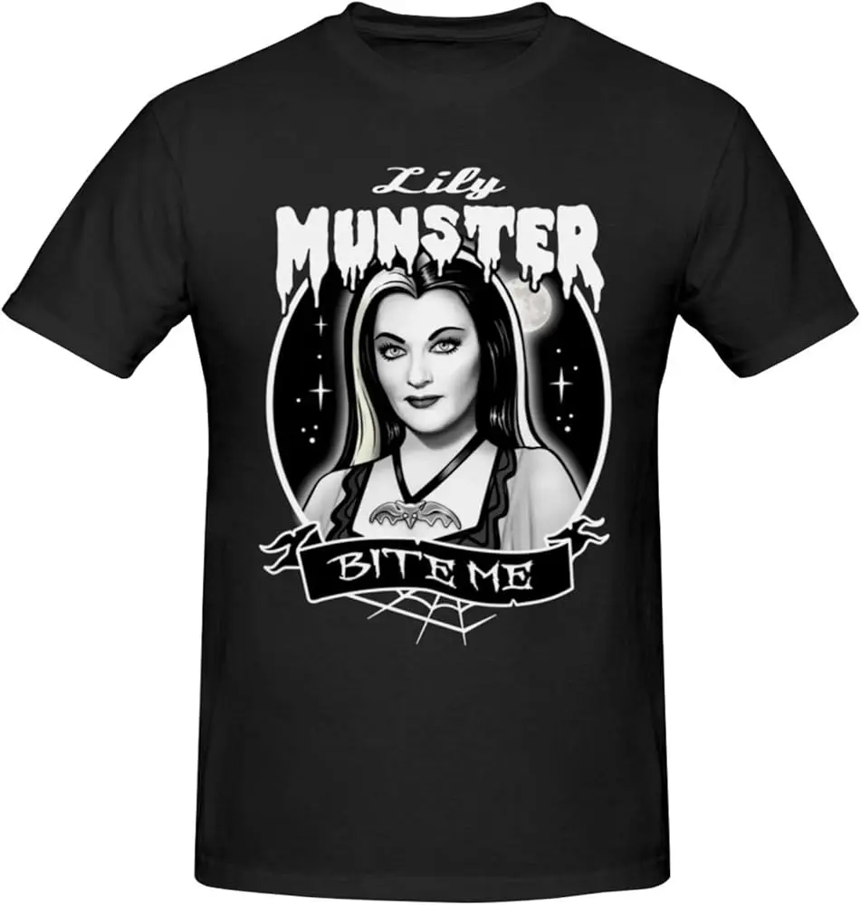 Lily Munster T Shirt Man's Loose Sport Crew Neck Tee Casual Fashion Short Sleeve Shirts