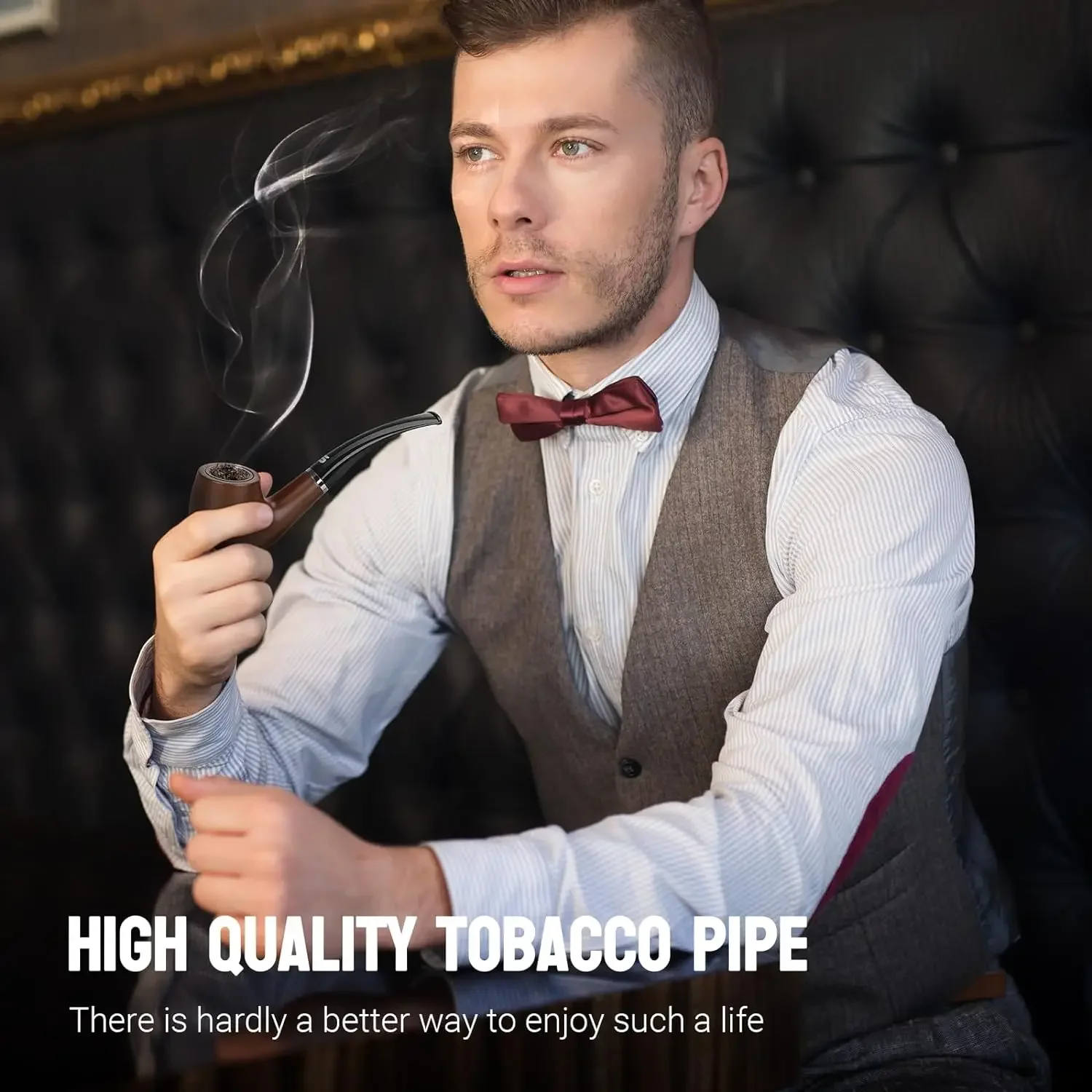 New Resin Ebony Tobacco Pipe Retro Bakelite Bending Filter Pipe Potable Handheld Smoking Pipe Cigarette Accessories Men's Gifts