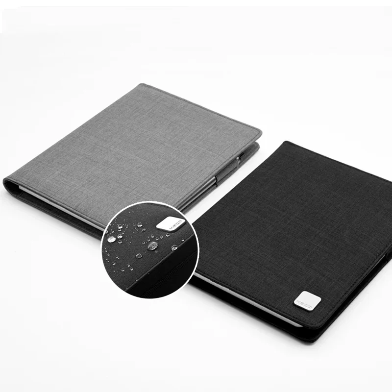 KACO ALIO Black Grey Business Meeting Gift Set A5 Loose Spiral Notebook Retractable Black Ink Gel Pen Storage Fabric Cover Set