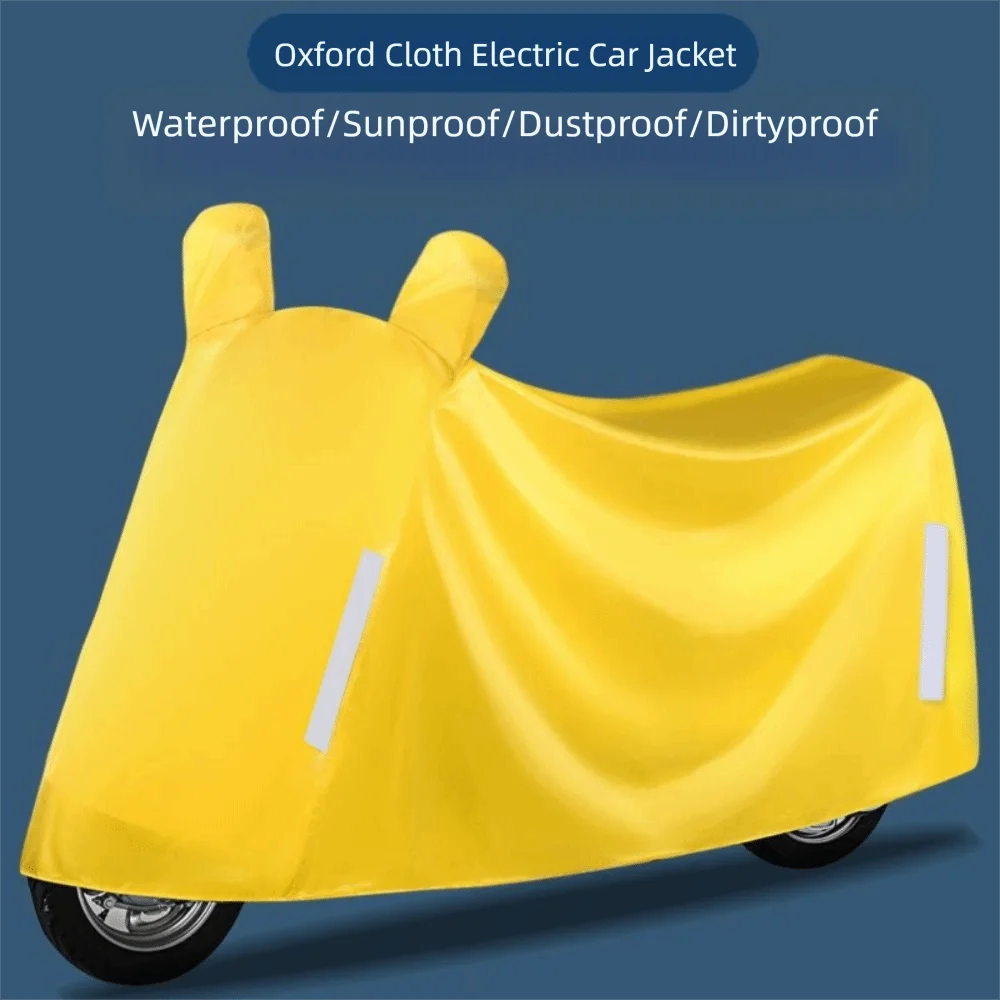 

Thickened Electric Vehicle Cover Dustproof Rainproof Motorcycle Cover Sun Protection with Reflective Strip Battery Car Cover