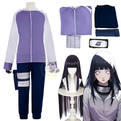 Anime Hyuga Hinata Cosplay Costume Hyuga Hinata Uniform Jacket Pants Outfits Headdress Wig Halloween Party Clothes Women