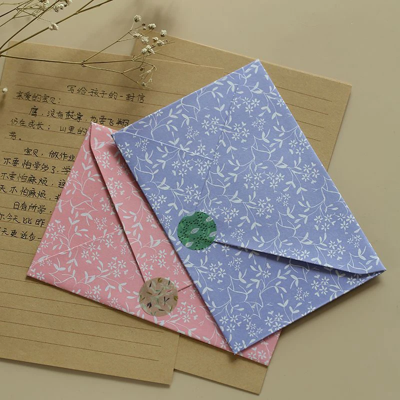 Lote de 5 sobres florales para invitaciones de boda de estilo japonés coreano, 250g, suministros de papel para pequeñas empresas, Postales de papelería