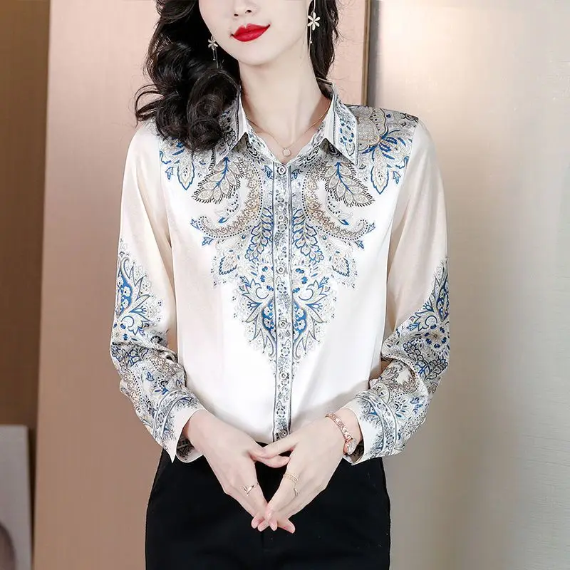 

​ ​ Женская рубашка, блузка с длинным рукавом, винтажный топ с цветочным принтом в викторианском стиле на весну-осень-лето ​ ​