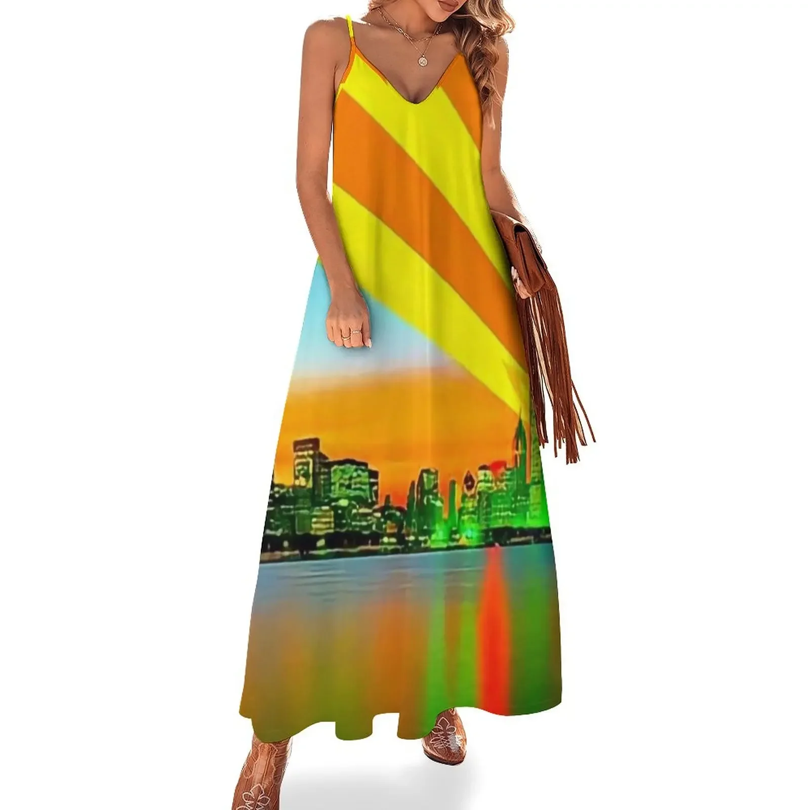 

Sunset on Boognish Sleeveless Dress women's summer jumpsuit summer clothes Women's evening dress Dress