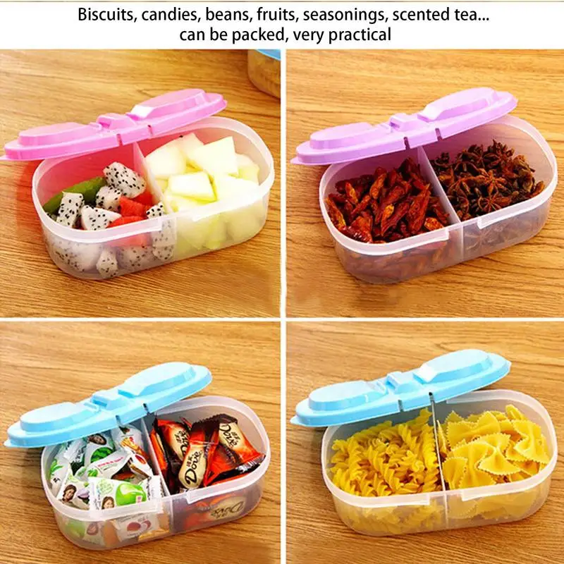 Refrigerator Food Storage Sealing Container With 2 Compartments And Lid Fridge Storage Organizer Jar For Kitchen Pantry