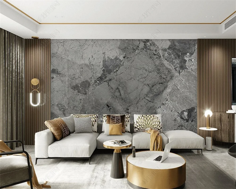 

beibehang Customized modern multi material latest high-end dark gray marble pattern bedroom living room background wallpaper