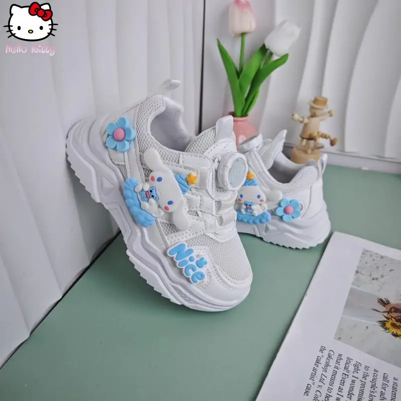 

Сетчатые кроссовки Cinnamoroll для девочек с героями мультфильмов, кавайные весенне-осенние аниме, новые дышащие туфли Sanrio для папы, кроссовки на мягкой подошве