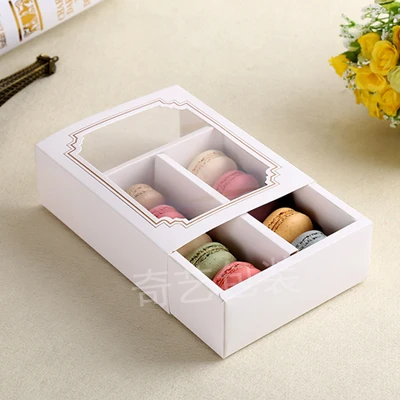Transparent European Style Baking Packaging Box Macaron 510 Pieces Cookie Nougat Candy Gift Box Window Design Pastry Box