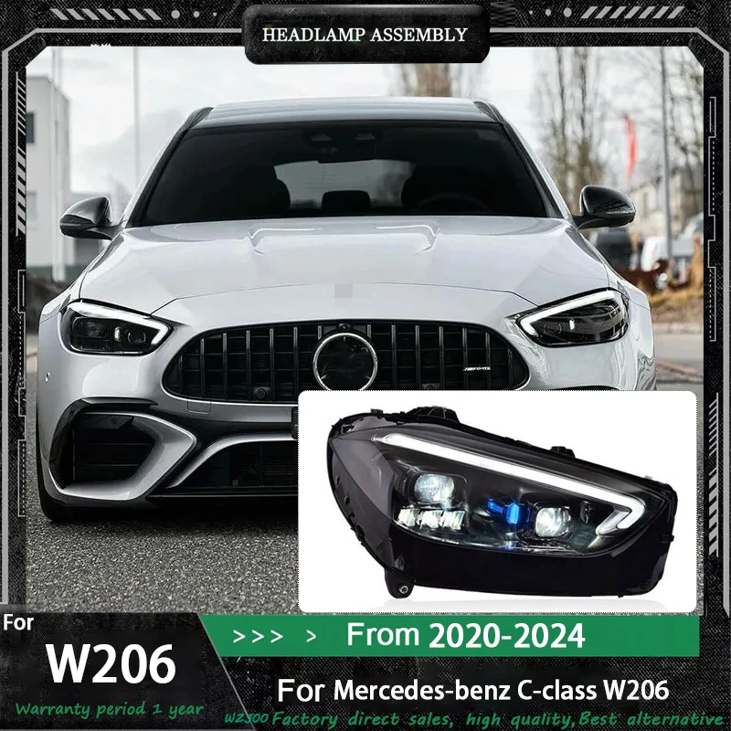 

Автомобильные светодиодные лампы в сборе для Benz C-Class W206 2022-2024 Автоматические противотуманные фары DRL Тормозной указатель поворота Plug and Play