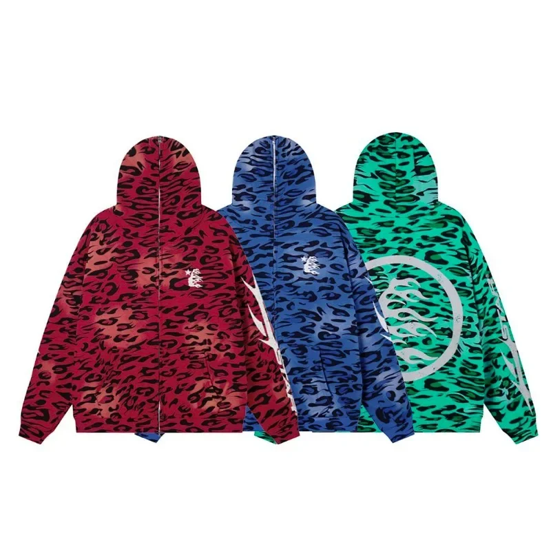 Hellstar Color Block Design Print Logo Camo Niche Streetwear Zip Up Hoodie Jacket Unisex Men Women Casual Outerwear