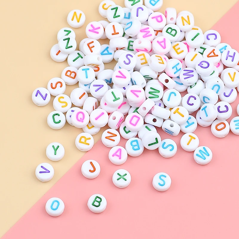 100/500 pcs mixed white flat acrylic color letter beads 6mm loose spacer beads DIY bracelet necklace jewelry making accessories