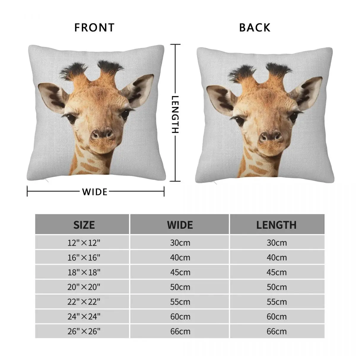 Baby Giraffe Peekaboo Pillowcase Polyester Linen Velvet Printed Zip Decorative Sofa Cushion Cover