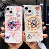 Cartoon Disneys Stitch Squirrels Magsafe Magnetic Phone Case for iPhone 16 15 14 13 12 11 8 7 Plus Pro Max X XR XSMax Soft Cover