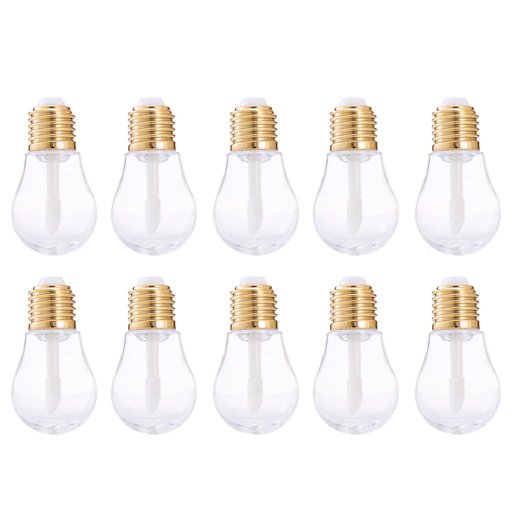 

10pcs Light Bulb Lip Gloss Tubes Clear Refillable Plastic Containers DIY Travel Size Reusable Easy Clean