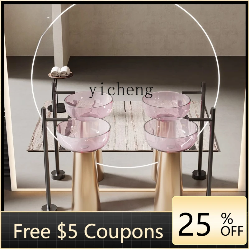 

rose gold floor-to-ceiling stainless steel copper hand wash basin bathroom cabinet bathroom cabinet column basin